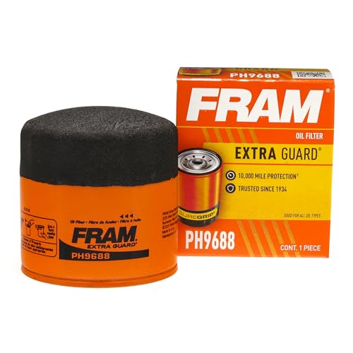 Fram Extra Guard PH9688, 10K Mile Change Interval Oil Filter, Cylindrical, 4'