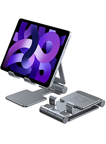 Tablet Stand, Anozer Adjustable & Foldable Aluminium Desktop iPad Stand,Compatible with 2022 iPad Air 5/4/3,iPad Mini 6/5,iPad 10.2,iPad Pro 12.9/11, Portable Monitor, Surface Pro, Phones (4-13 inch)