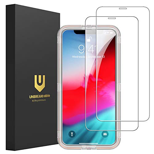 UNBREAKcable Screen Protector for iPhone X/XS/ 11 Pro, Double Shatterproof Tempered Glass [Easy Installation Frame] [Full Coverage] [9H Hardness] [99.99% HD Clear] for iPhone 5.8 inch - 2 Pack