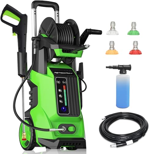 Electric Power Washer 4500 PSI 3.2 GPM High Pressure Washers with 4 Interchangeable Nozzles and 3 Levels of Adjustment Effortlessly Car Water Washer for Home Patio