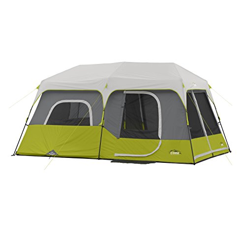 CORE Instant Cabin Tent | Multi Room Tent for Family with Storage Pockets for Camping Accessories | Portable Large Pop Up Tent for 2 Minute Camp Setup | Sleeps 9 People
