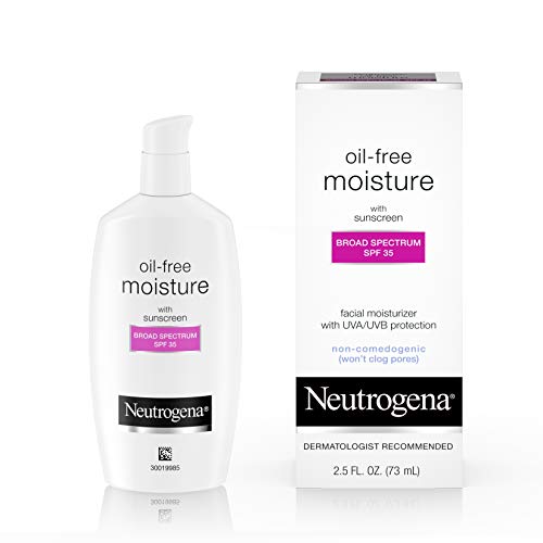 Neutrogena Oil-Free Daily Long Lasting Facial Moisturizer & Neck Cream with SPF 35 Sunscreen & Glycerin, Non-Greasy, Oil-Free & Non-Comedogenic Face Moisturizer, 2.5 fl. oz