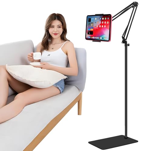 ASWINN Tablet Floor Stand, Adjustable Universal 360-degree Rotatable Metal Tablet Holder, Ipad Stand Floor for iPad/iPhoneX/iPad Pro or Other 5.5~12.9 Inches Devices (Black)