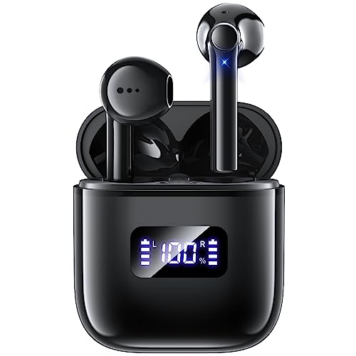 maddlon Wireless Earbuds Bluetooth 5.3 Headphones with Charging Case, Lightweight Earphones with Mic for Android/iOS Cell Phones, True Wireless Stereo Ear Buds for Calls and Music-Black