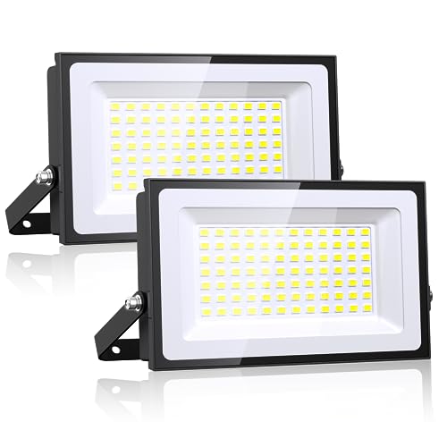 Onforu 2 Pack LED Flood Lights Outdoor 500W Equiv, 4500lm Super Bright Security Light, 6500K Daylight White, 50W Outdoor Floodlight, IP66 Waterproof Outside Floodlights for Garage Yard Garden Patio