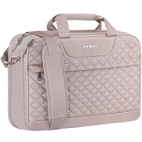EMPSIGN 17.3 Inch Laptop Bag, Large Capacity Expandable Briefcase for Women & Men Business Office, Water-Repellent Laptop Case Travel Computer Bag with RFID Pockets, Dusty Pink