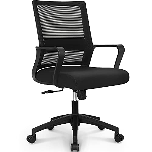 NEO CHAIR Office Swivel Desk Ergonomic mesh Adjustable Lumbar Support Computer Task Back armrest Home Rolling Women Adults Men Chairs Height Comfortable Gaming Guest Reception (Black)