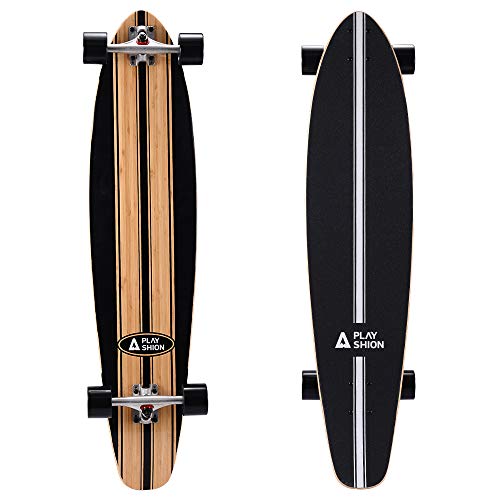 Playshion 42 Inch Longboard Skateboard Complete | Long Board Cruiser for Beginners | Longboards for Carving, Cruising and Commuting, Line
