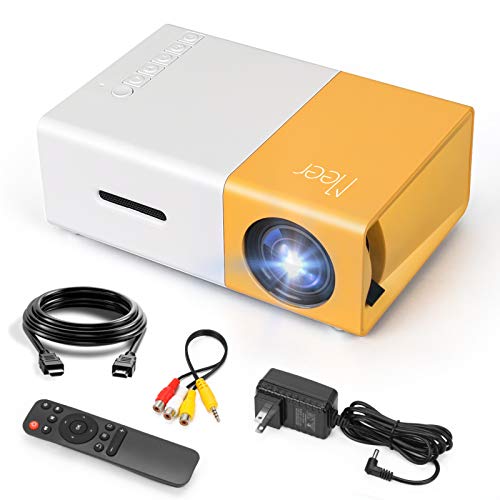 Meer Mini Projector,Portable Movie Projector,Smart Home Projector,Neat Projector for iOS,Android,Windows,PS5,Laptop,TV-Stick,Compatible with HDMI,USB,Audio,TF Card,AV and Remote Control