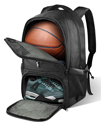 BROTOU Soccer Bag, Basketball Backpack with Ball Compartment for Boys, Soccer Backpack for Basketball/Volleyball /Football, Large Capacity Sports Equipment Bags for Men/Women