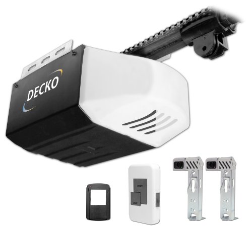 Decko 24000 1/2 Horse Power Reduced Noise Chain Drive Garage Door Opener with 3 Function Locking Wall Control and Single Button Remote