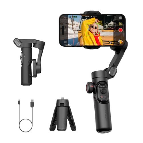 AOCHUAN Gimbal Stabilizer for Smartphone, iPhone Gimbal w/Focus Wheel Face/Object Tracking Gimbal for iPhone 15 14 Pro Max/Android Foldable 3-Axis Handheld Phone Gimbal for Video Recording -Smart XE