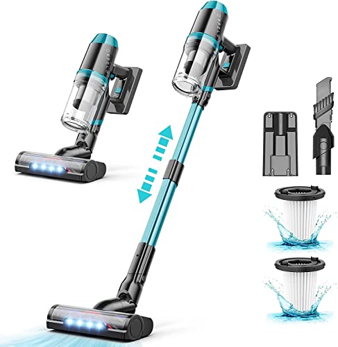 ORFELD Cordless Vacuum Cleaner, Max 60mins Runtime Stick Vacuum, Upgraded Motor for Powerful Suction, 6 in 1 Lightweight Vacuum Cordless, 4 LED Headlights, Pet Hair/Carpet/Hard Floor