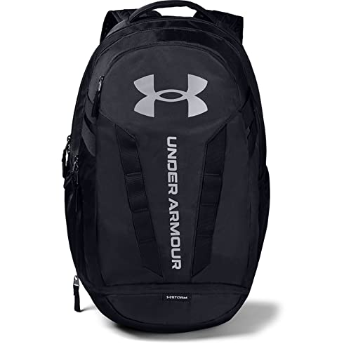 Under Armour Hustle Backpack, Black (001)/Silver, One Size Fits All