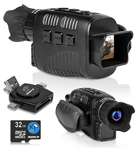 CREATIVE XP Night Vision Monocular for Hunting & Surveillance w/Card Reader - Infrared Monoculars - Black