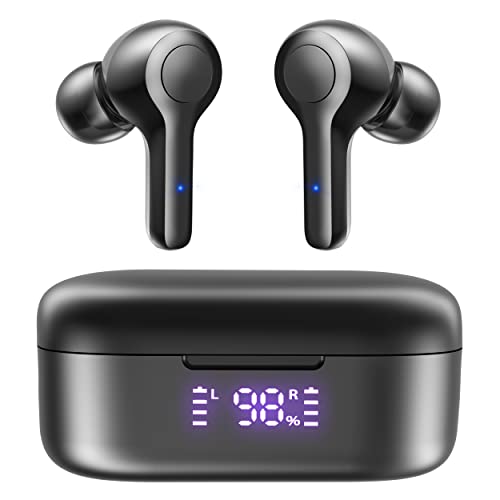Bluetooth 5.2 Wireless Earbuds,Deep Bass Loud Sound Clear Call Noise Cancelling with 4 Microphones in-Ear Headphones Compatible for iPhone Android,Workout