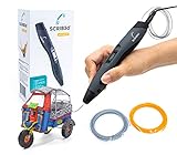 SCRIB3D Advanced 3D Printing Pen with Display - Includes Advanced 3D Printing Pen, 2 Starter Colors of PLA Filament Stencil Book + Project Guide, and Charger