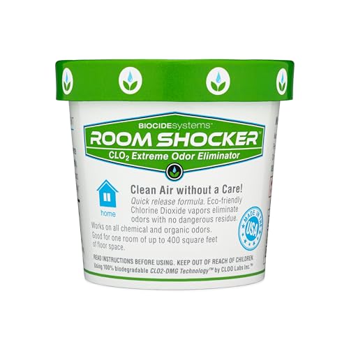 Biocide Systems Room Shocker, Quick Release Odor Eliminator for Home & Office, Eco-Friendly Chlorine Dioxide Odor Bomb for House Interior Up to 400 Square Feet of Floor Space