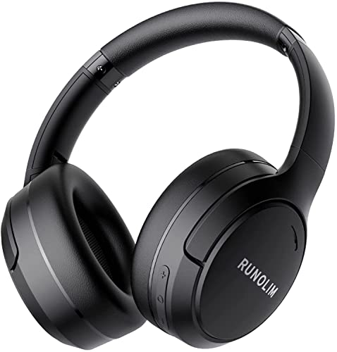 RUNOLIM Hybrid Active Noise Cancelling Headphones, Wireless Over Ear Bluetooth Headphones with Microphone, 100H Playtime, Foldable Headphones with HiFi Audio, Deep Bass for Home Travel Office