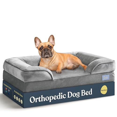 Orthopedic Sofa Dog Bed - Ultra Comfortable Dog Beds for Medium Dogs - Breathable & Waterproof Pet Bed- Egg Foam Sofa Bed with Extra Head and Neck Support - Removable Washable Cover & Nonslip Bottom.