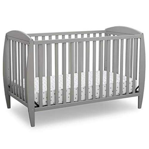 Delta Children Twinkle 4-in-1 Convertible Baby Crib, Easy to Assemble, Sustainable New Zealand Wood, Grey
