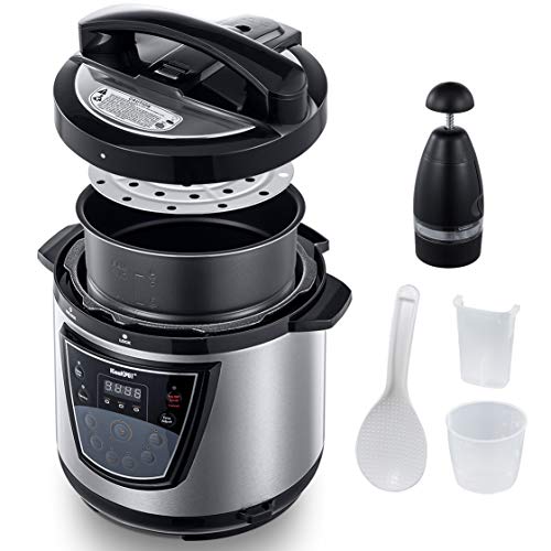 ICOOKPOT 6 Qt 9-in-1 Multi Programmable Electric Pressure Cooker,With Non-Stick Coating Inner Pot,Food Chopper Best For Canning,Slow Cooker,Rice Cooker,Steamer,Satue