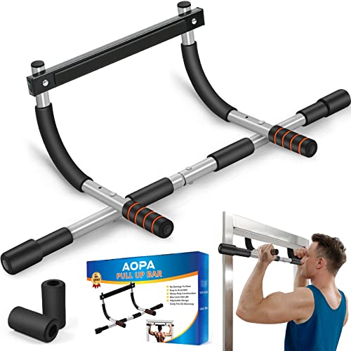 AOPA Pull Up Bar for Doorway, Thickened Steel Max Limit 440 LBS Strength Training Pull-up Bar, Portable Multi-function Pullup Chin Up Bar, Heavy Duty Doorway Upper Body Workout Bar for Home Gyms