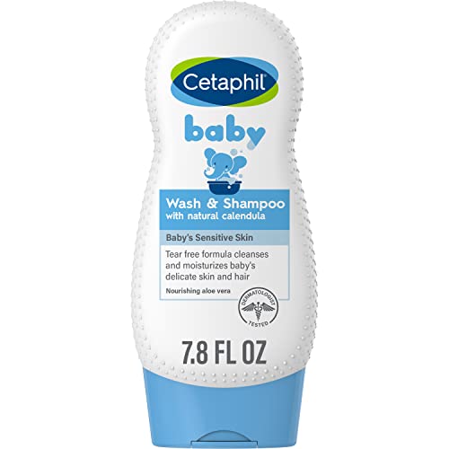 Cetaphil Baby Shampoo and Body Wash with Organic Calendula, Tear Free, Hypoallergenic, Ideal for Everyday Use, Dermatologist Tested, 7.8oz
