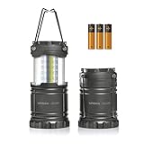Portable Pop Up Indoor/Outdoor Camping Lantern + Waterproof Emergency Flashlight w/LED Lights (300 Lumens) for Backpacking, Hiking, Fishing & Outdoors (Batteries Included), Single