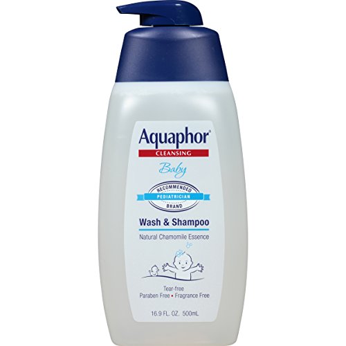 Aquaphor Baby Wash and Shampoo - Mild, Tear-free 2-in-1 Solution for Baby’s Sensitive Skin - 16.9 fl. oz. Pump