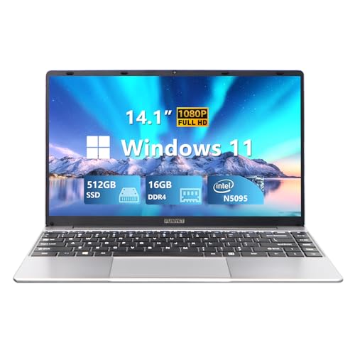 FUNYET 14 Inch Laptop Computer, Gaming Laptop, 16GB RAM 512GB SSD, Intel Celeron N5095 Processors, FHD 1920 x 1080, Supports 180 Angle Opening, Windows 11 Pro
