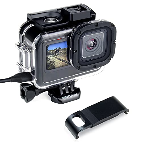 GEPULY Skeleton Housing Case Side Open Housing Protective Case with Aluminum USB Pass Through Side Door Cover for GoPro Hero 9 10 11 12 Black - Charging Camera Without Removing Housing Case