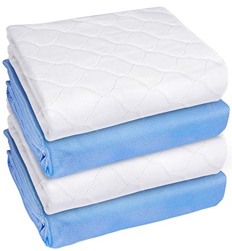 Heavy Absorbency Bed Pad, Washable and Reusable Incontinence Bed Underpads, 34'X36' (4 Pack), Waterproof Mattress Protector