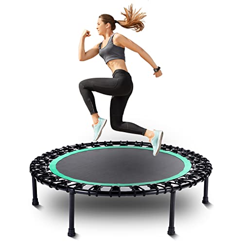 Rebounder Trampoline for Adults,40 inch Mini Trampoline, Bungee Rebounder Exercise Trampoline for Adults Fitness -Green