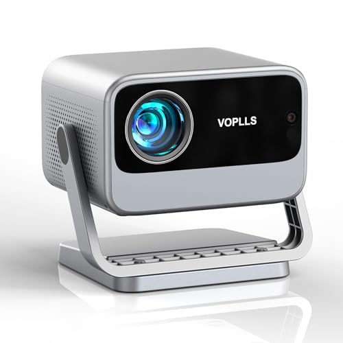 [Netflix Officially & AI Auto Focus] VOPLLS 4K Projector with WiFi and Bluetooth, 3D Stereo Sound & Auto Keystone Smart Video Projector, 600 ANSI Outdoor Movie Projector with Screen, MAX 300'' Display