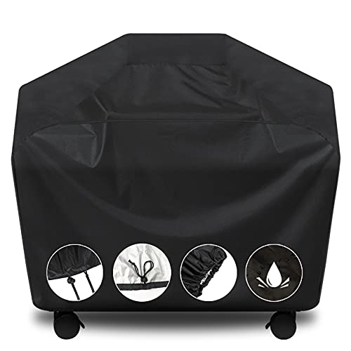 Grill Cover, BBQ Cover 58 inch,Waterproof BBQ Grill Cover,UV Resistant Gas Grill Cover,Durable and Convenient,Rip Resistant,Black Barbecue Grill Covers,Fits Grills of Weber,Brinkmann,Char-Broil etc