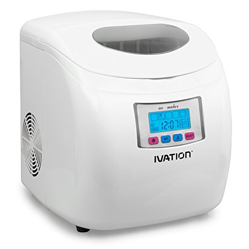 Portable Ice Maker w/LCD Display - 2.8-Liter Water Reservoir, 3 Selectable Cube Sizes - Yield of up to 26.5 Pounds of Ice Daily