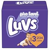 Diapers Size 3, 234 Count - Luvs Pro Level Leak Protection Hypoallergenic Disposable Baby Diapers for Sensitive Skin (Packaging May Vary)