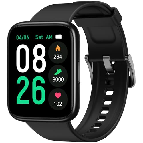EURANS Smart Watch 44mm, AMOLED Fitness Watch with Heart Rate/Sleep Monitor Steps Calories Counter, IP68 Waterproof Activity Tracker Compatible with Android iOS