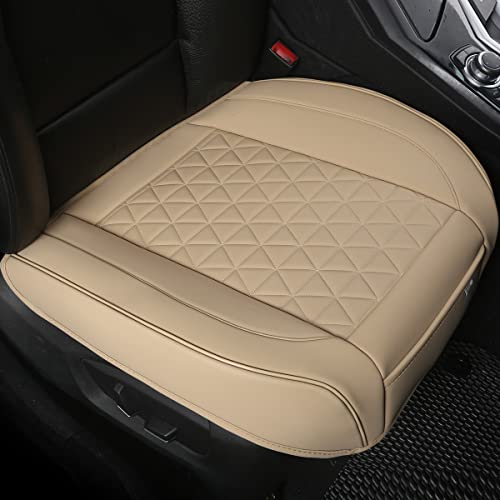 Black Panther Luxury Faux Leather Car Seat Cover Front Bottom Seat Cushion Cover, Anti-Slip and Wrap Around The Bottom, Fits 95% of Vehicles- 1 Piece, Beige