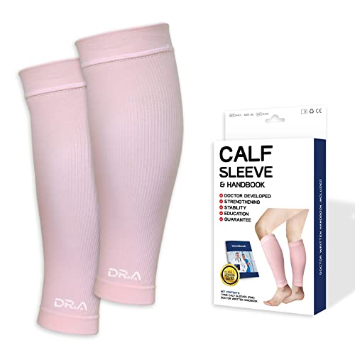 Dr. Arthritis Doctor Developed Calf Compression Sleeve Men and Women - Leg Compression Sleeve for Leg Pain Relief, Muscle Recovery, Shin Splint, and Varicose Veins (Medium, Pink, 1 Pair)