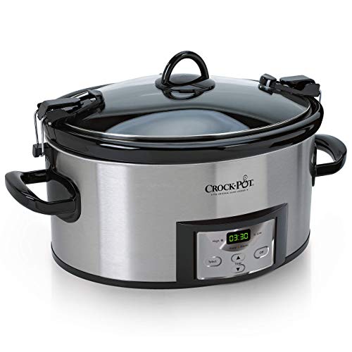Crock-Pot 6 Quart Cook & Carry Programmable Slow Cooker with Digital Timer, Stainless Steel (CPSCVC60LL-S), pack of 1