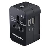 Travel Adapter, Universal All in One Worldwide Travel Adapter Power Converters Wall Charger AC Power Plug Adapter with Dual USB Charging Ports for USA EU UK AUS