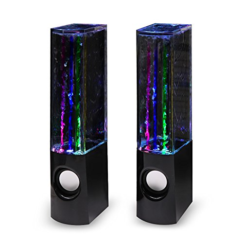 Aolyty Colorful LED Water Speaker with Dancing Fountain Light Show Sound for PC, MP3 Player, Laptops, Smartphone Black