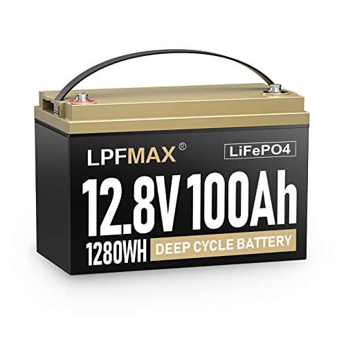 12V 100Ah Lithium Battery, Deep Cycle LiFePO4 Battery with BMS Protection, 2000-5000 Cycles, 10 Years Life Rechargeable Lithium Iron Phosphate Batteries for RV, Marine, Trolling Motor