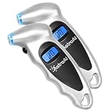 AstroAI Digital Tire Pressure Gauge 150 PSI 4 Settings for Car Truck Bicycle with Backlit LCD and Non-Slip Grip (Standard, Silver, 2)