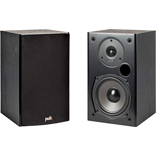 Polk Audio T15 100 Watt Home Theater Bookshelf Speakers – Hi-Res Audio with Deep Bass Response, Dolby and DTS Surround, Wall-Mountable, Pair, Black, 6.5 x 7.25 x 10.63 inches