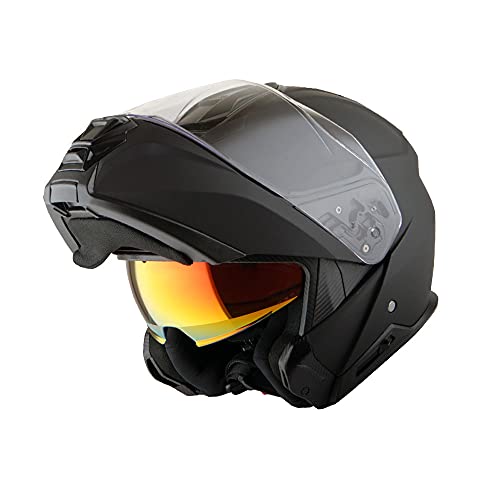Martian Motorcycle Modular Full Face Helmet Flip up Dual Visor Sun Shield: HG362 Matt Black