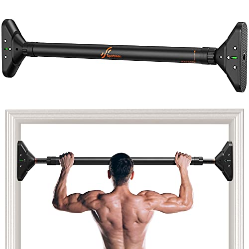 Sportneer Pull Up Bar: Strength Training Chin Up Bar without Screws - Adjustable Width Locking Mechanism Pull-up Bar for Doorway - Max Load 440lbs for Home Gym Upper Body Workout, Non-slip Comfort