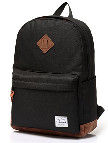 Backpack for Men,Vaschy Unisex Classic Water-resistant College School Backpack Bookbag Laptop Backpack Black